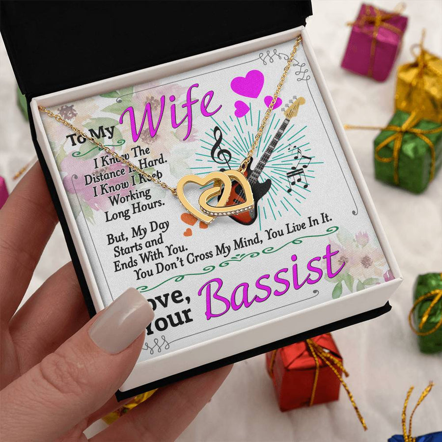 My Mind You Live In It 18K Rose Gold Interlocking Hearts Necklace Jewelry Romantic Anniversary Gift for Bassist’s Wife
