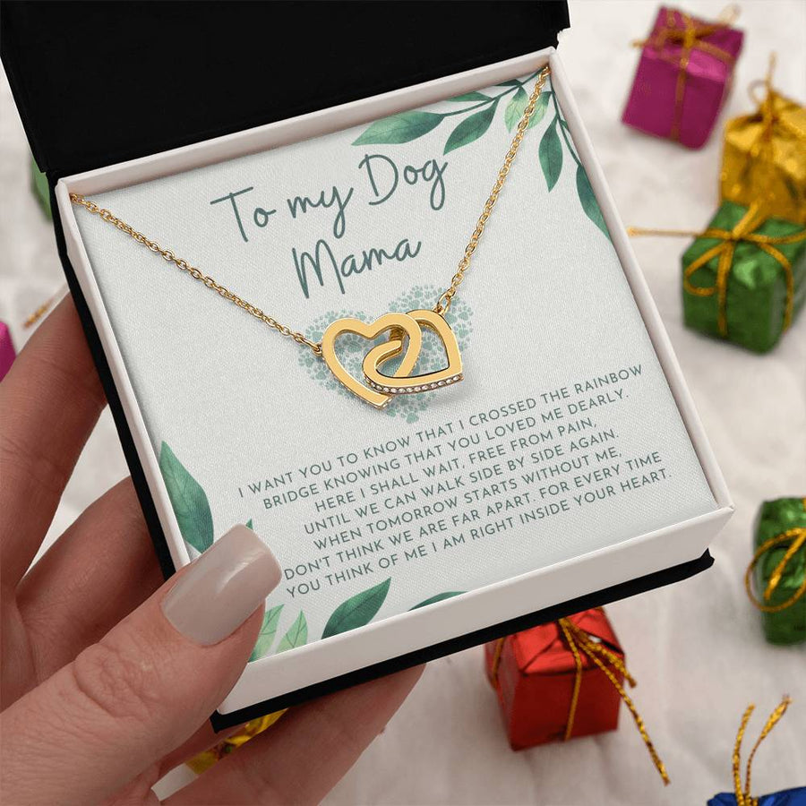 For Every Time You Think Of Me I Am Right Inside Your Heart 18K Rose Gold Interlocking Hearts Necklace Jewelry – Special Memorial Gift for Dog Mom from Your Pup