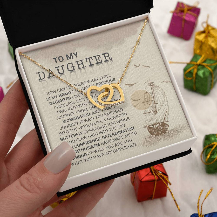 What A Journey It Was 18K Rose Gold Interlocking Hearts Necklace Jewelry – Beautiful Gift for Daughter from Parent