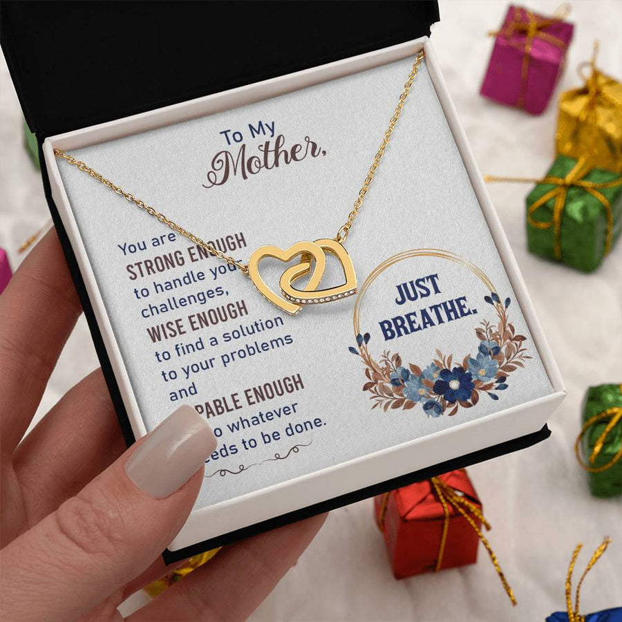 You Are Strong Enough To Handle Your Challenges 18K Rose Gold Interlocking Hearts Necklace Jewelry Encouragement Gift for Mom Birthday