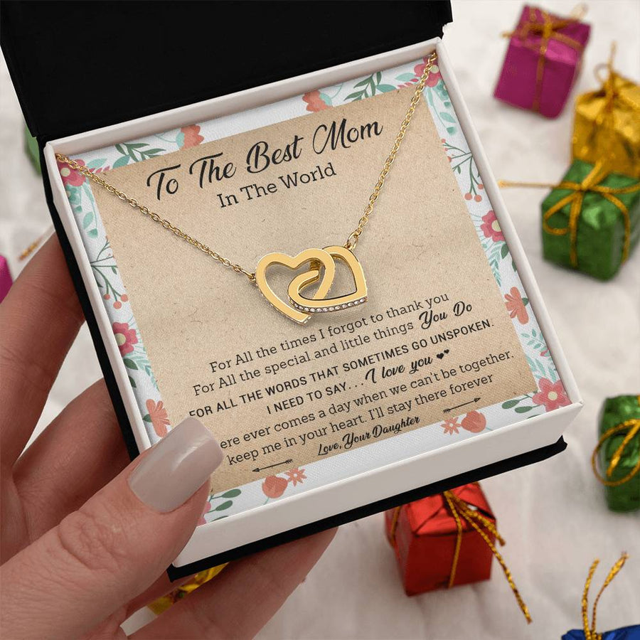 I Need To Say I Love You 18K Rose Gold Interlocking Hearts Necklace Jewelry – Beautiful Gift for Mom from Daughter