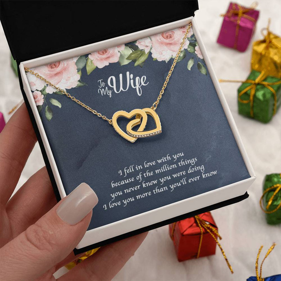 Million Little Reasons I Love You 18K Rose Gold Interlocking Hearts Necklace Jewelry – Special Gift for Wife from Husband