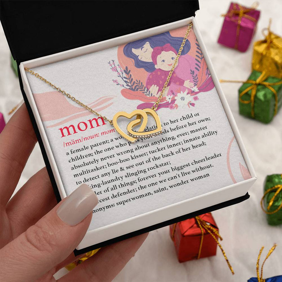 Forever My Biggest Cheerleader and Defender 18K Rose Gold Interlocking Hearts Necklace Jewelry Heartfelt Gift for Mom Appreciation