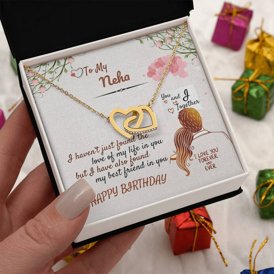 You And I Together Forever 18K Rose Gold Interlocking Hearts Necklace Jewelry Romantic Birthday Gift for Her