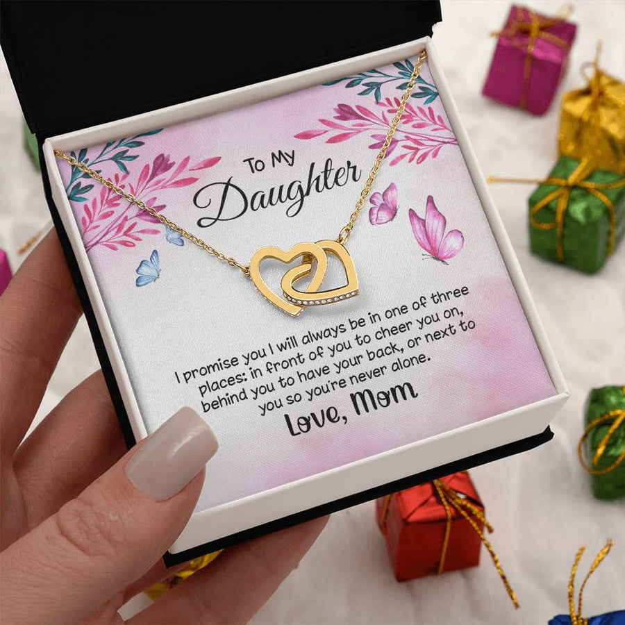 Next to You So You’re Never Alone I Promise 18K Rose Gold Interlocking Hearts Necklace Jewelry Perfect Gift for Daughter Birthday from Mom