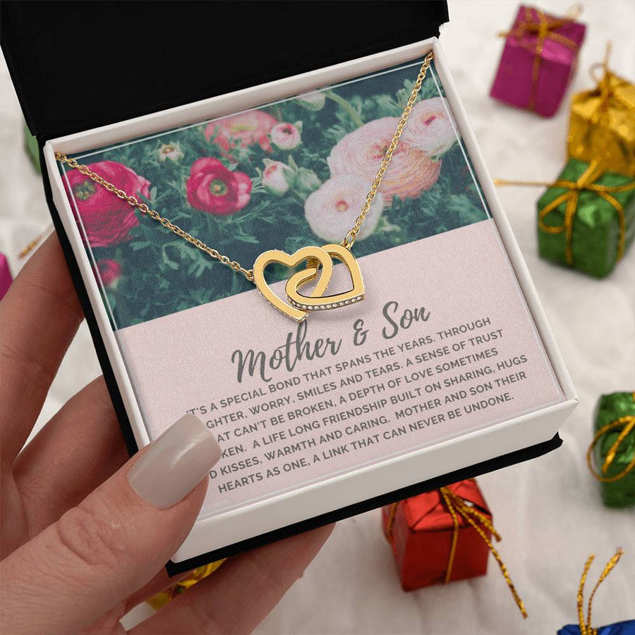 A Sense Of Trust That Can’t Be Broken 18K Rose Gold Interlocking Hearts Necklace Jewelry – Perfect Gift for Mom from Son