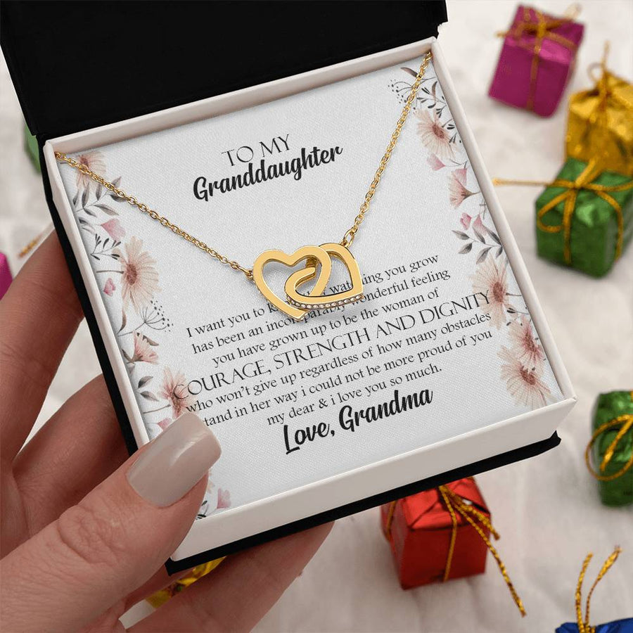 Watching You Grow Has Been An Incomparably Wonderful Feeling 18K Rose Gold Interlocking Hearts Necklace Jewelry – Beautiful Gift for Granddaughter from Grandma