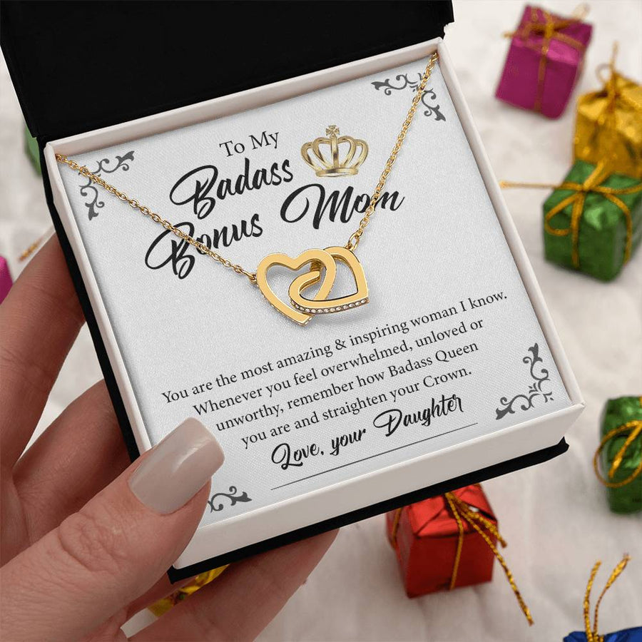 Amazing And Inspiring Woman I Know 18K Rose Gold Interlocking Hearts Necklace Jewelry Beautiful Gift for Bonus Mom Birthday