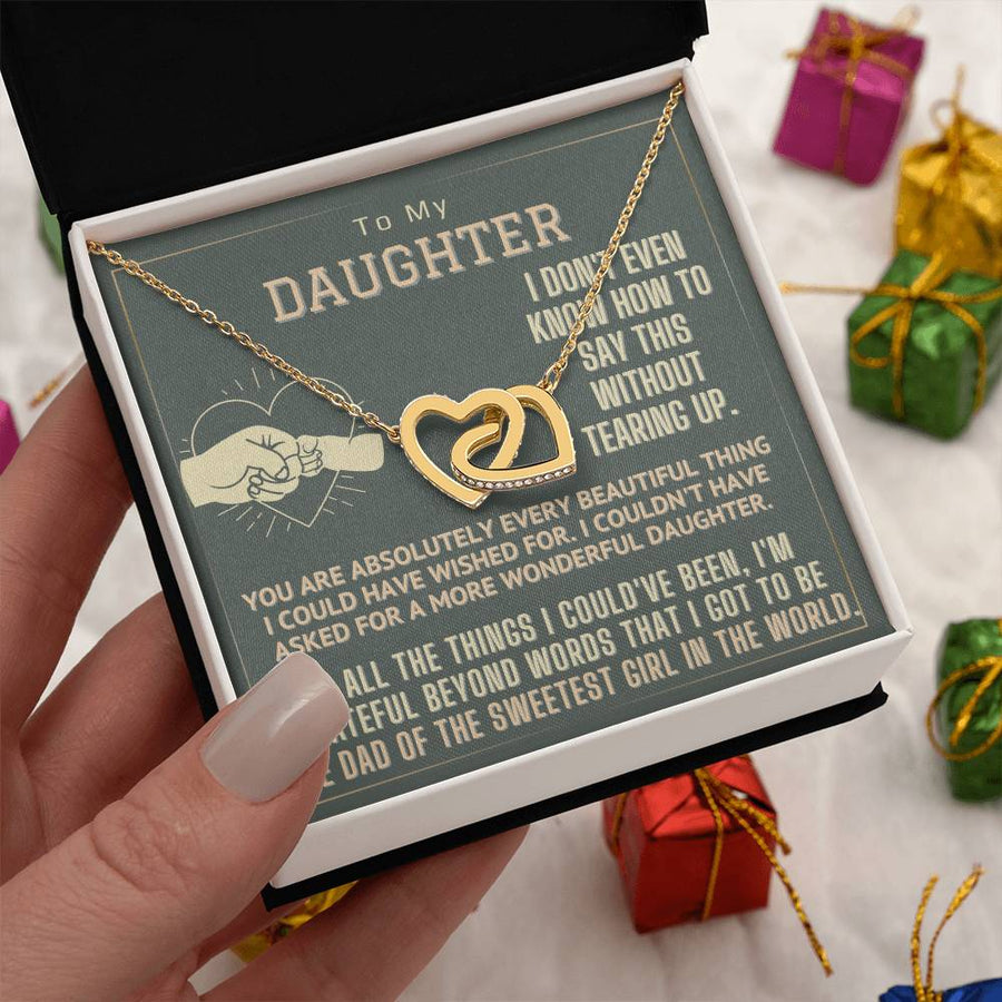 Say This Without Tearing Up 18K Rose Gold Interlocking Hearts Necklace Jewelry – Heartfelt Gift for Daughter from Dad