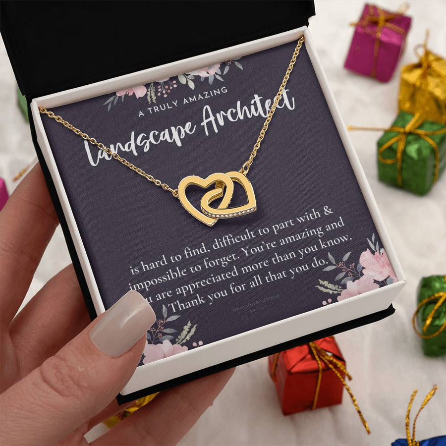 A Truly Amazing Landscape Architect 18K Rose Gold Interlocking Hearts Necklace Jewelry Appreciation Gift for Landscape Designer