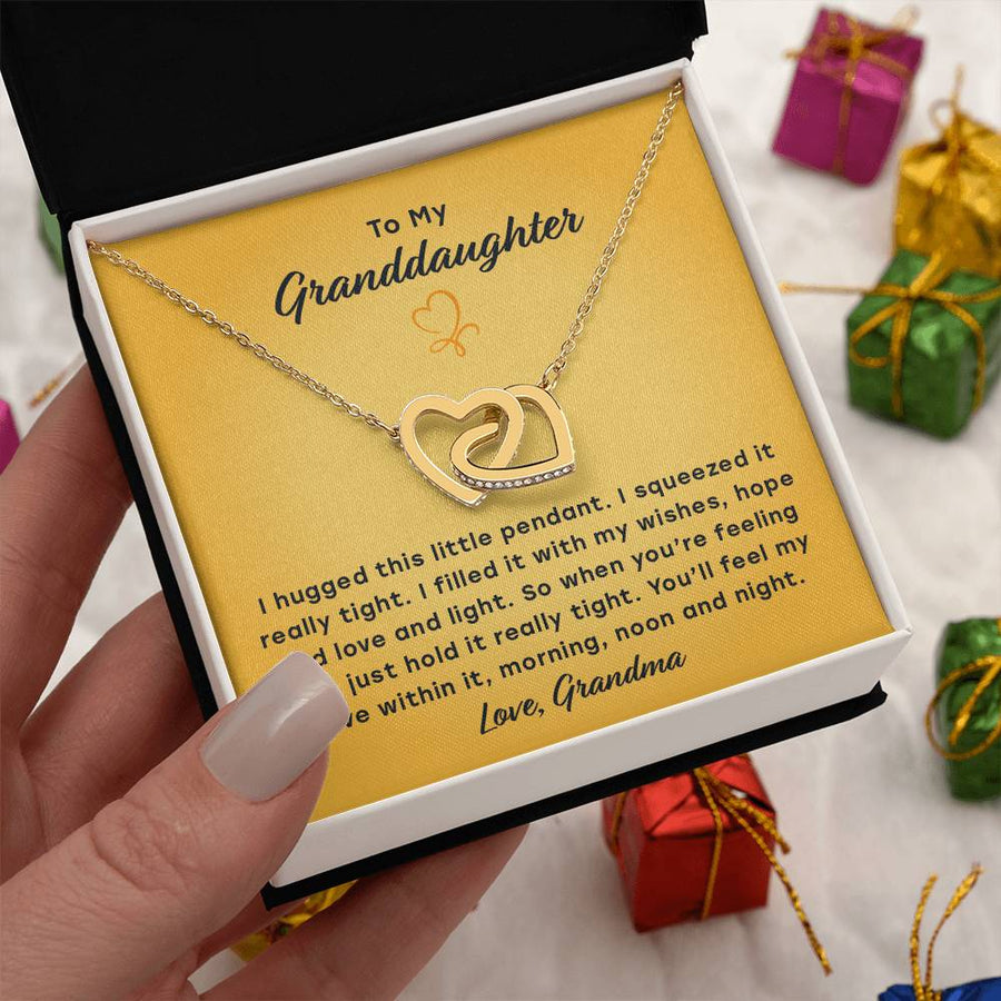 So When You’re Feeling Low Just Hold It Really Tight 18K Rose Gold Interlocking Hearts Necklace Jewelry Beautiful Gift for Granddaughter Birthday from Grandma
