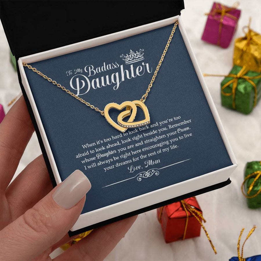 Encourage You to Live Your Dreams 18K Rose Gold Interlocking Hearts Necklace Jewelry Beautiful Gift for Daughter Birthday from Mom