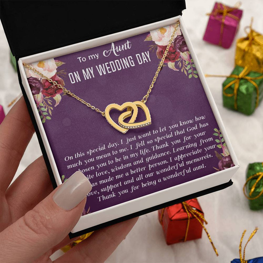 You Know How Much You Mean To Me 18K Rose Gold Interlocking Hearts Necklace Jewelry Beautiful Wedding Gift for Aunt