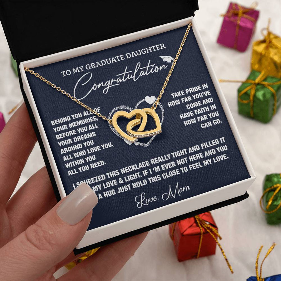 Memories Before You All Your Dreams 18K Rose Gold Interlocking Hearts Necklace Jewelry – Graduation Gift for Daughter from Mom