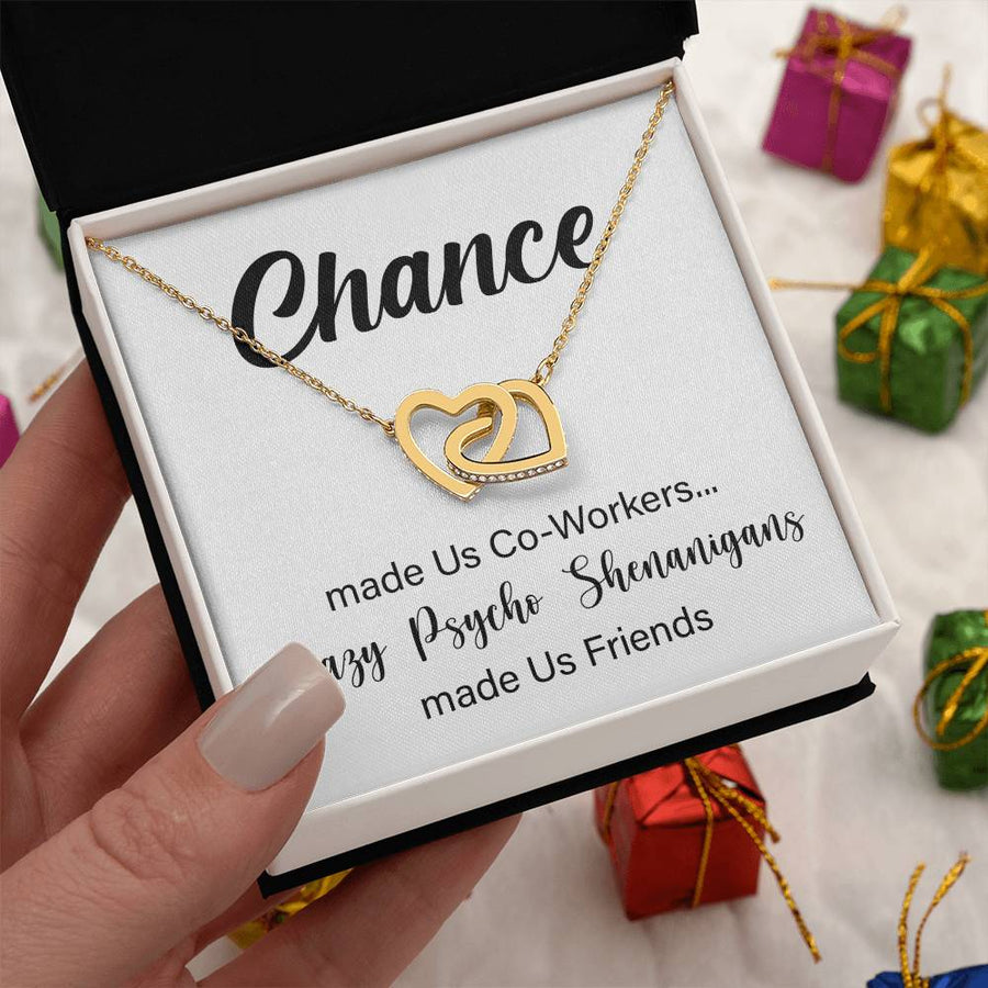 Crazy Psycho Shenanigans Made Us Friends 18K Rose Gold Interlocking Hearts Necklace Jewelry Unique Gift for Work Bestie