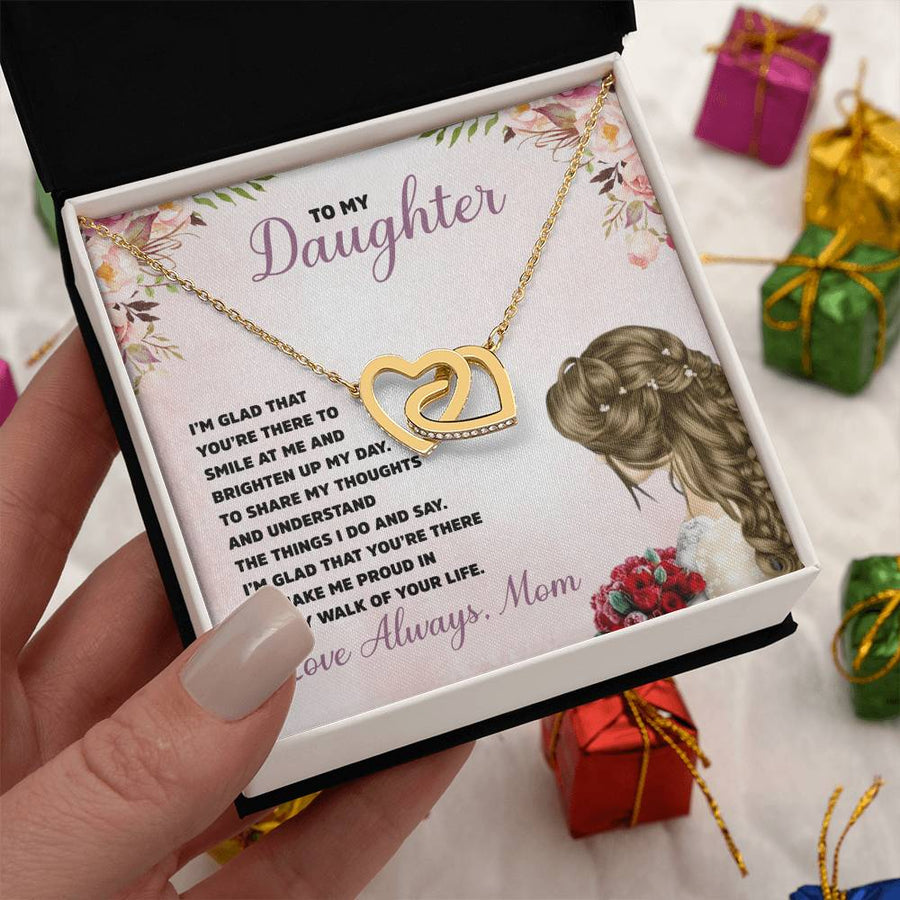 Smile At Me And Brighten Up My Day 18K Rose Gold Interlocking Hearts Necklace Jewelry – Beautiful Gift for Daughter from Mom