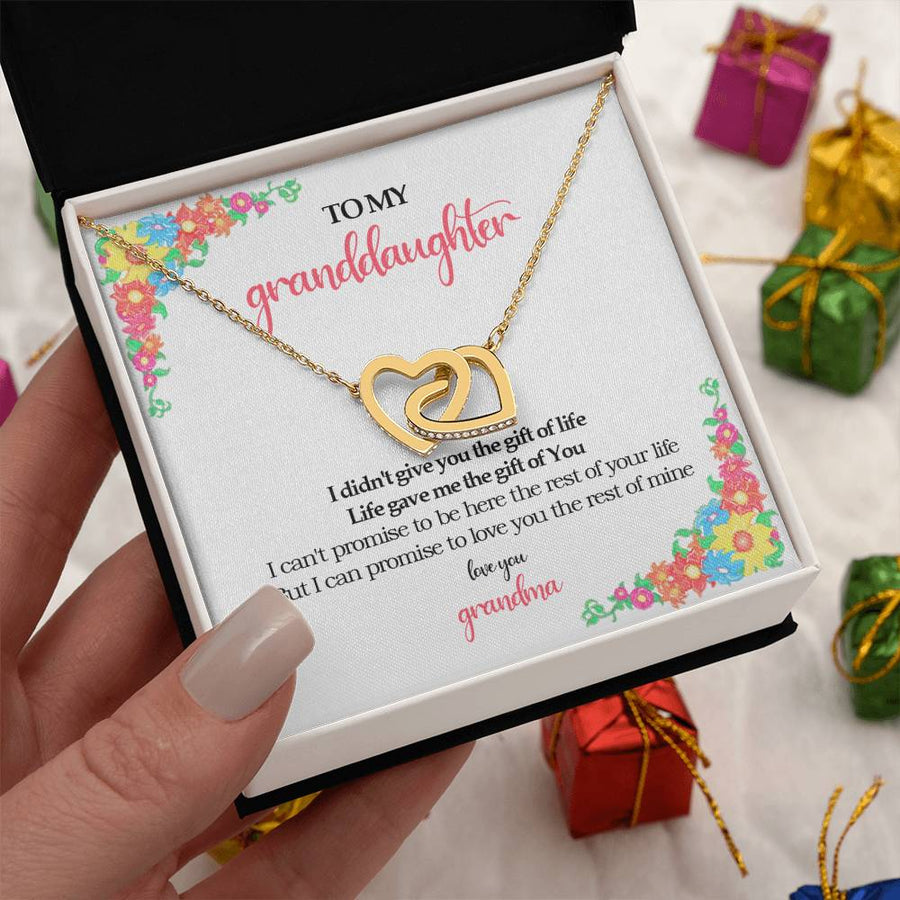 Be Here The Rest Of Your Life 18K Rose Gold Interlocking Hearts Necklace Jewelry – Heartfelt Granddaughter Gift