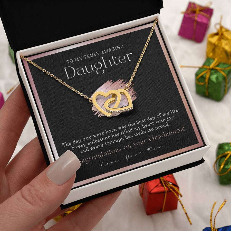 Proud of Every Milestone You’ve Achieved Daughter 18K Rose Gold Interlocking Hearts Necklace Jewelry Graduation Gift from Mom