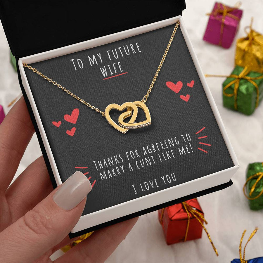 Marrying A Crazy Guy Like Me Interlocking Hearts Necklace Jewelry Unique Pre-wedding Gift For Fiancee