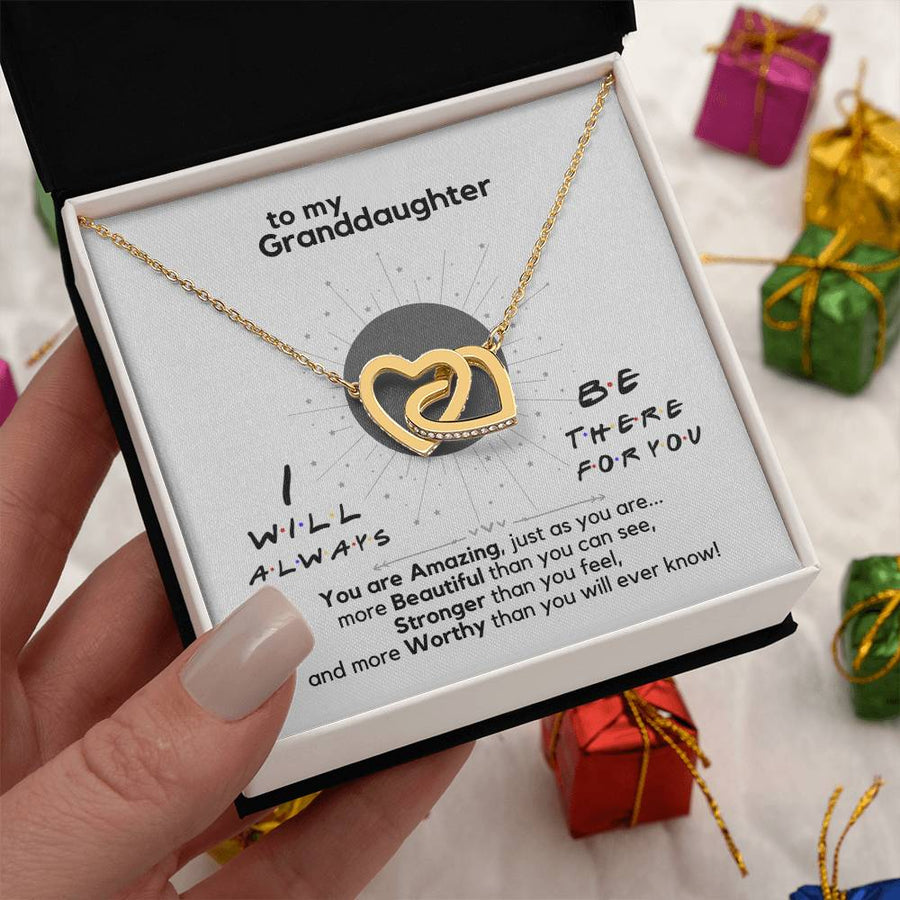 You Are Amazing Just As You Are 18K Rose Gold Interlocking Hearts Necklace Jewelry Perfect Gift for Granddaughter Birthday