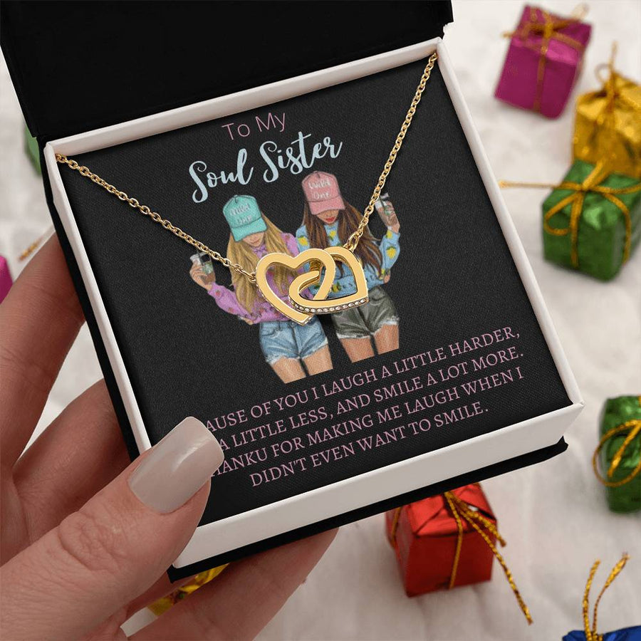 Making Me Laugh When I Didn’t Even Want to Smile 18K Rose Gold Interlocking Hearts Necklace Jewelry Perfect Gift for Soul Sister Birthday