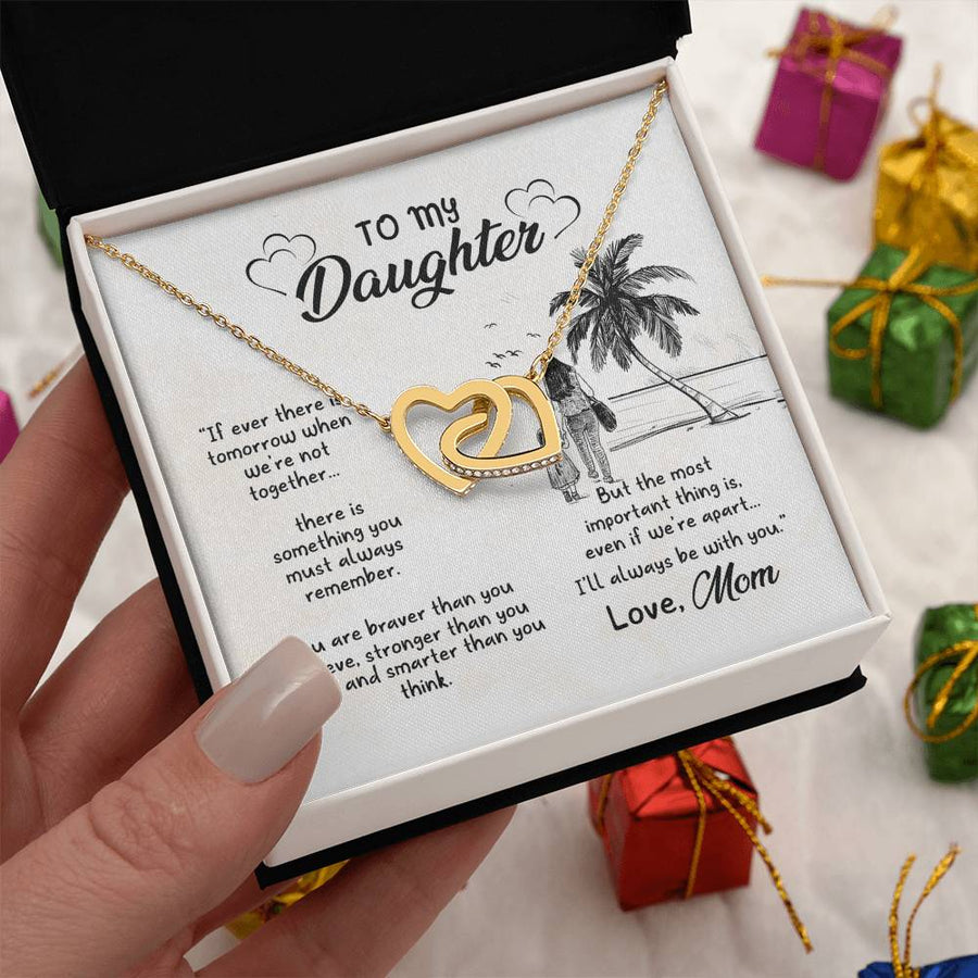 There Is Something You Must Always Remember 18K Rose Gold Interlocking Hearts Necklace Jewelry – Special Gift for Daughter from Mom