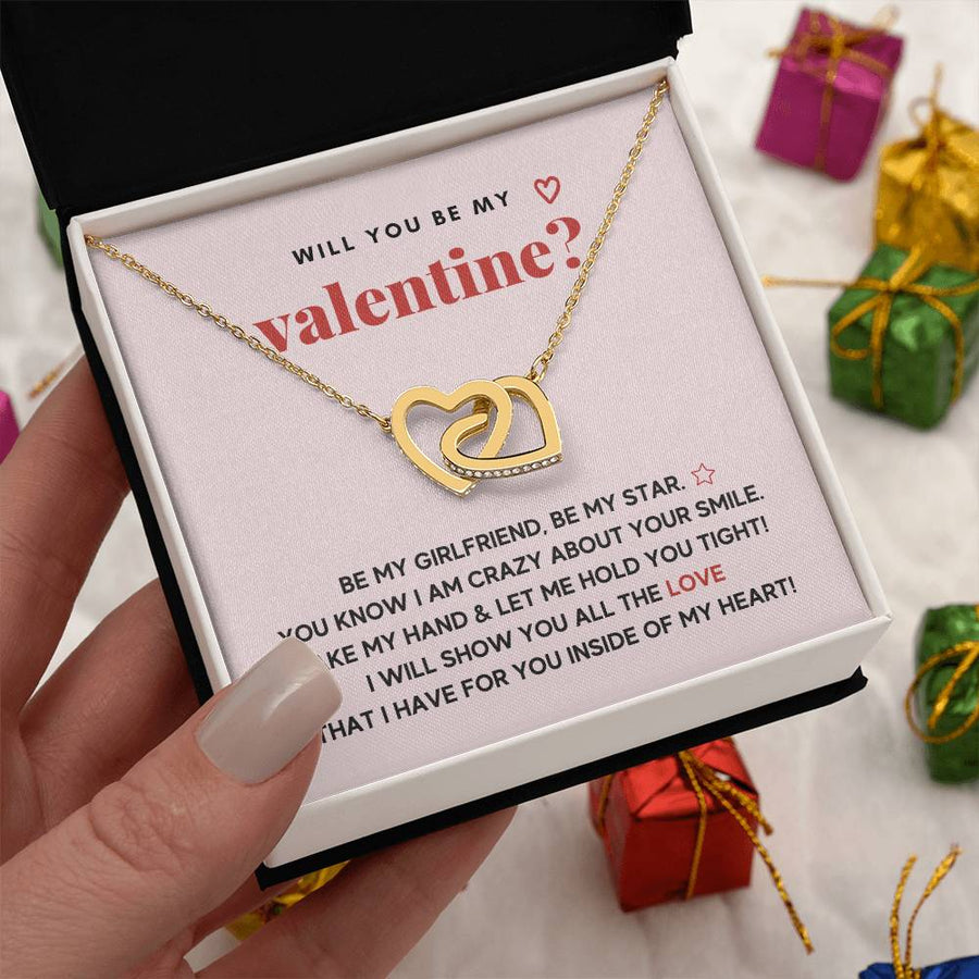 You Know I Am Crazy About Your Smile 18K Rose Gold Interlocking Hearts Necklace Jewelry Romantic Gift for Girlfriend Valentine