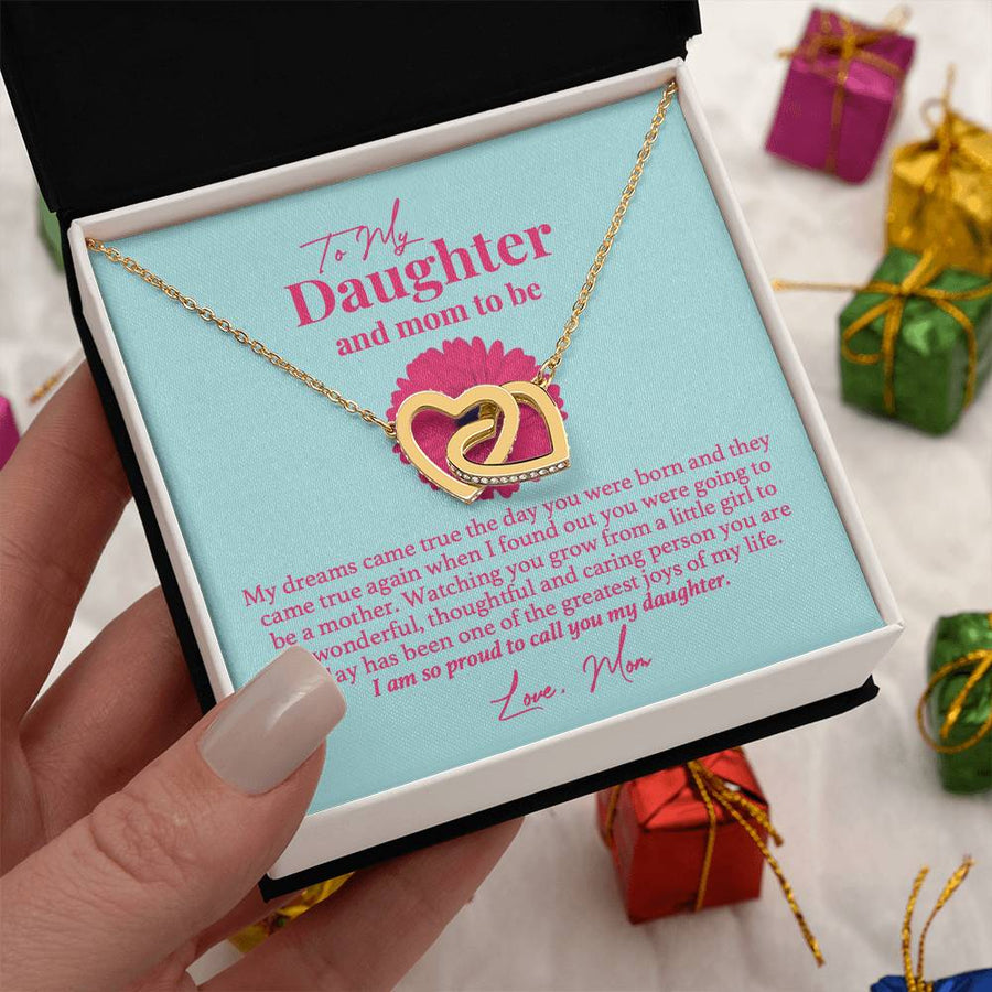 I Am So Proud To Call You My Daughter 18K Rose Gold Interlocking Hearts Necklace Jewelry Unique Mom To Be Gift for Daughter from Mom