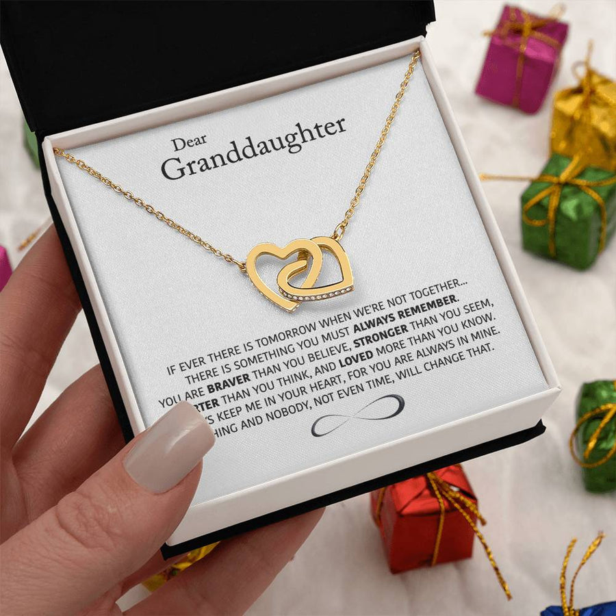 Always Keep Me In Your Heart For You Are Always In Mine 18K Rose Gold Interlocking Hearts Necklace Jewelry Perfect Gift for Granddaughter Birthday