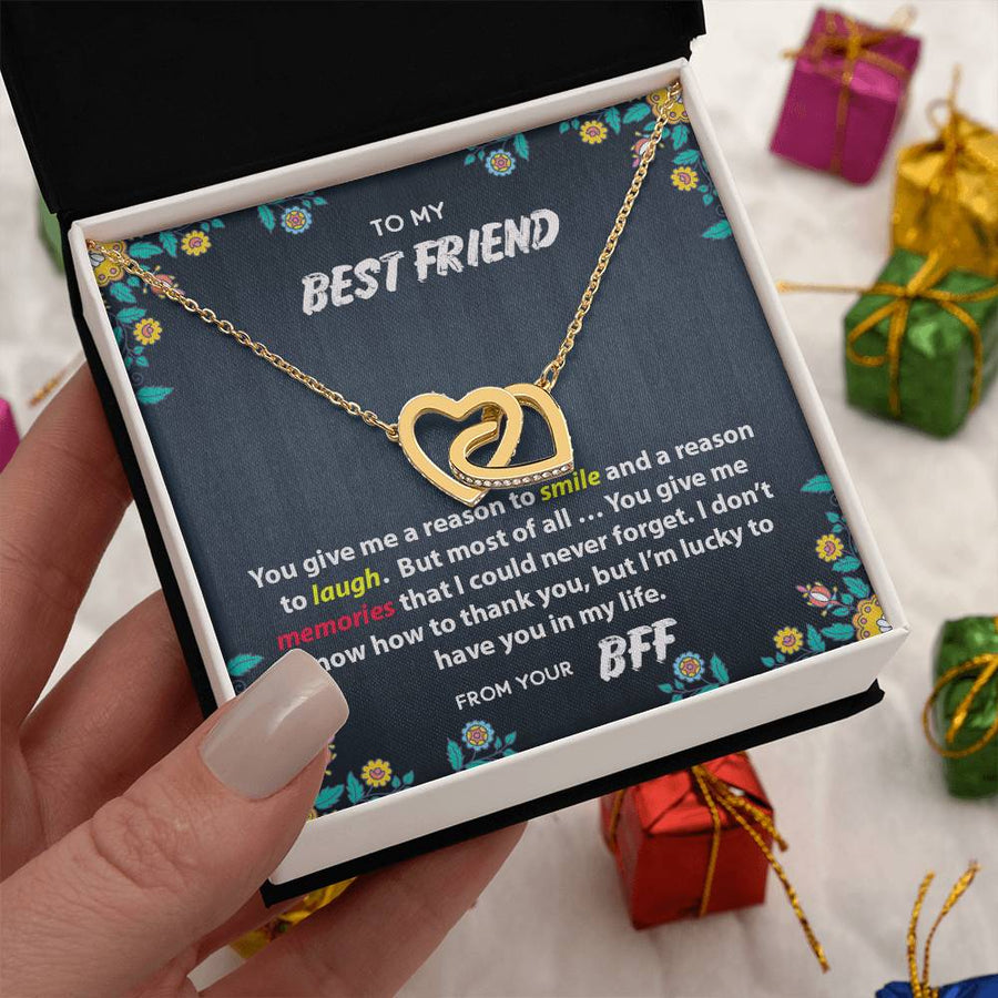 A Reason To Smile And A Reason To Laugh 18K Rose Gold Interlocking Hearts Necklace Jewelry Unique Best Friend Gift