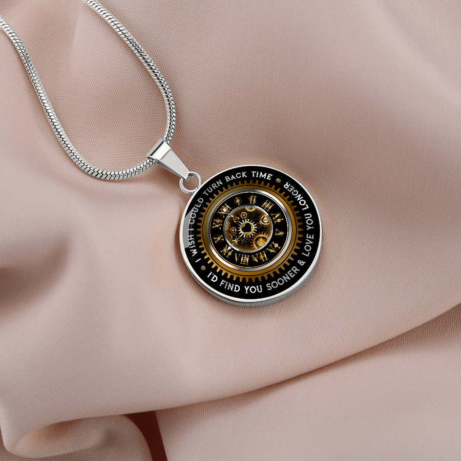 I Wish I Could Turn Back Time For My Wife Circle Pendant Necklace