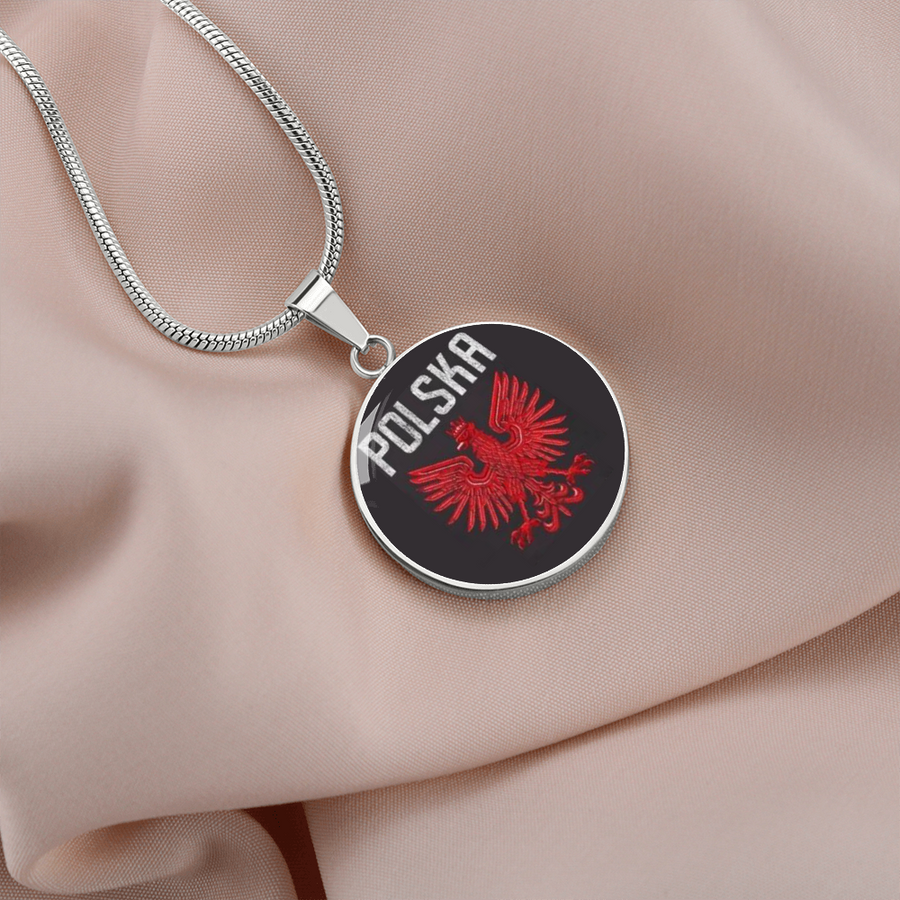 Polish Eagle Pendant, Hand Enamelled Polska Jewellery, Gold Plated Polish Necklace