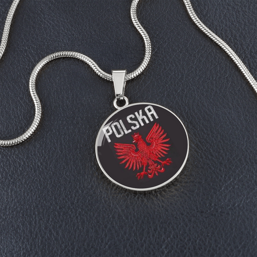 Polish Eagle Pendant, Hand Enamelled Polska Jewellery, Gold Plated Polish Necklace