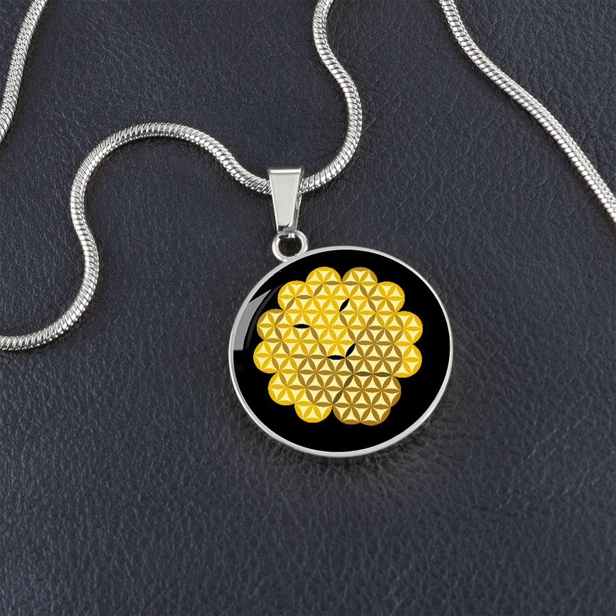 Luxury Circle Necklace with The 'Lion Of Life', S/M-LB02/Black..
