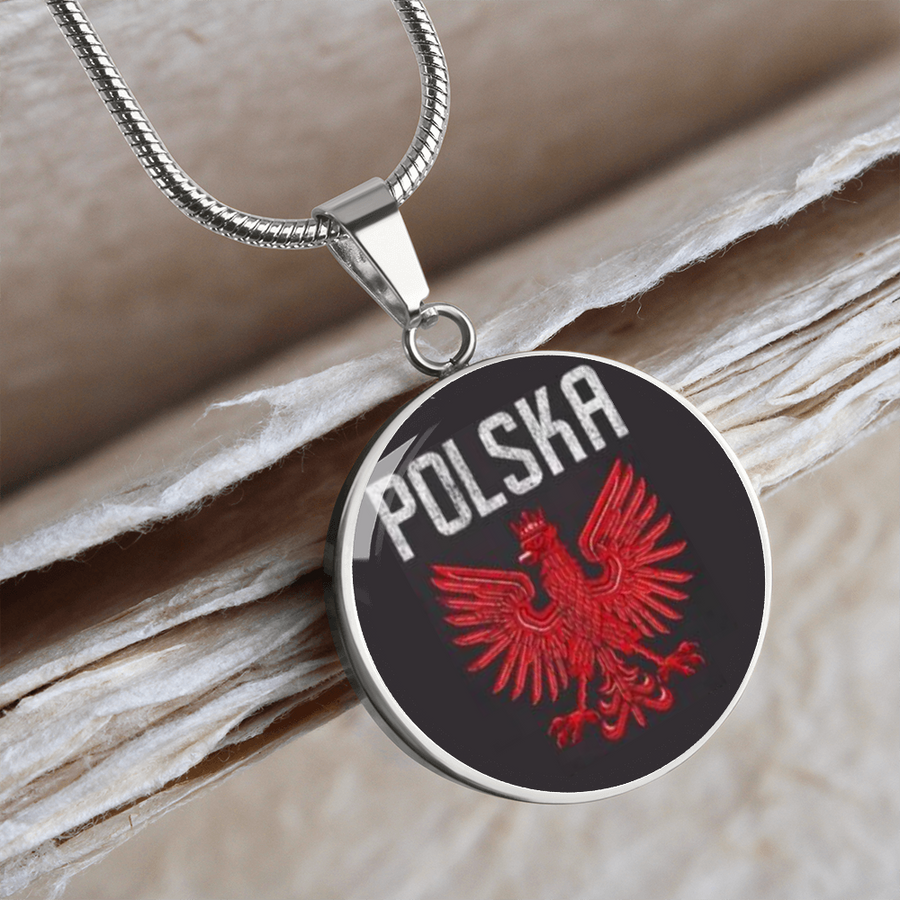 Polish Eagle Pendant, Hand Enamelled Polska Jewellery, Gold Plated Polish Necklace