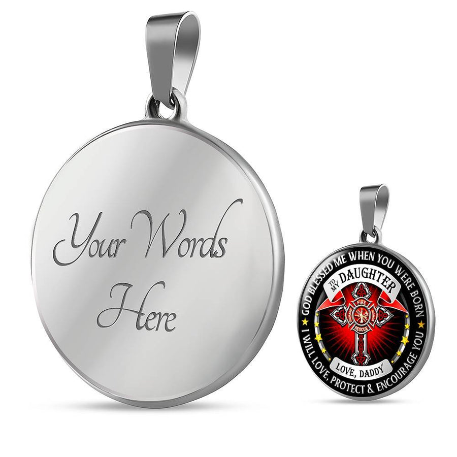 To My Daughter Love Daddy - Firefighter Dad Necklace Funny Gift Ideas