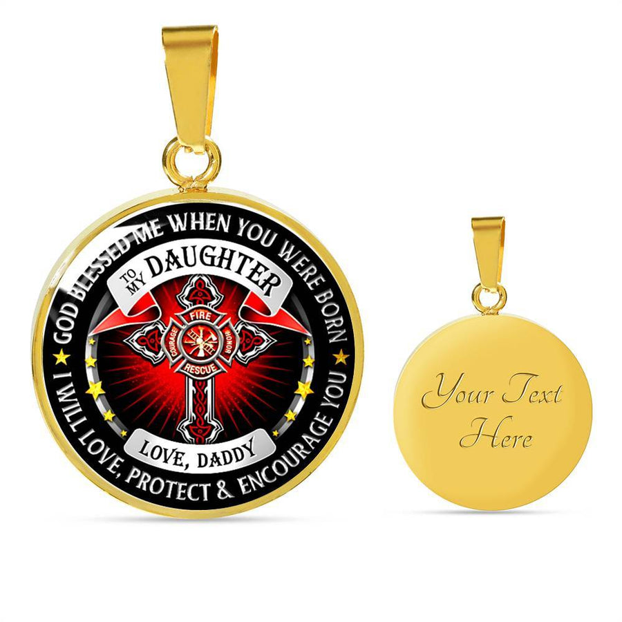 To My Daughter Love Daddy - Firefighter Dad Necklace Funny Gift Ideas