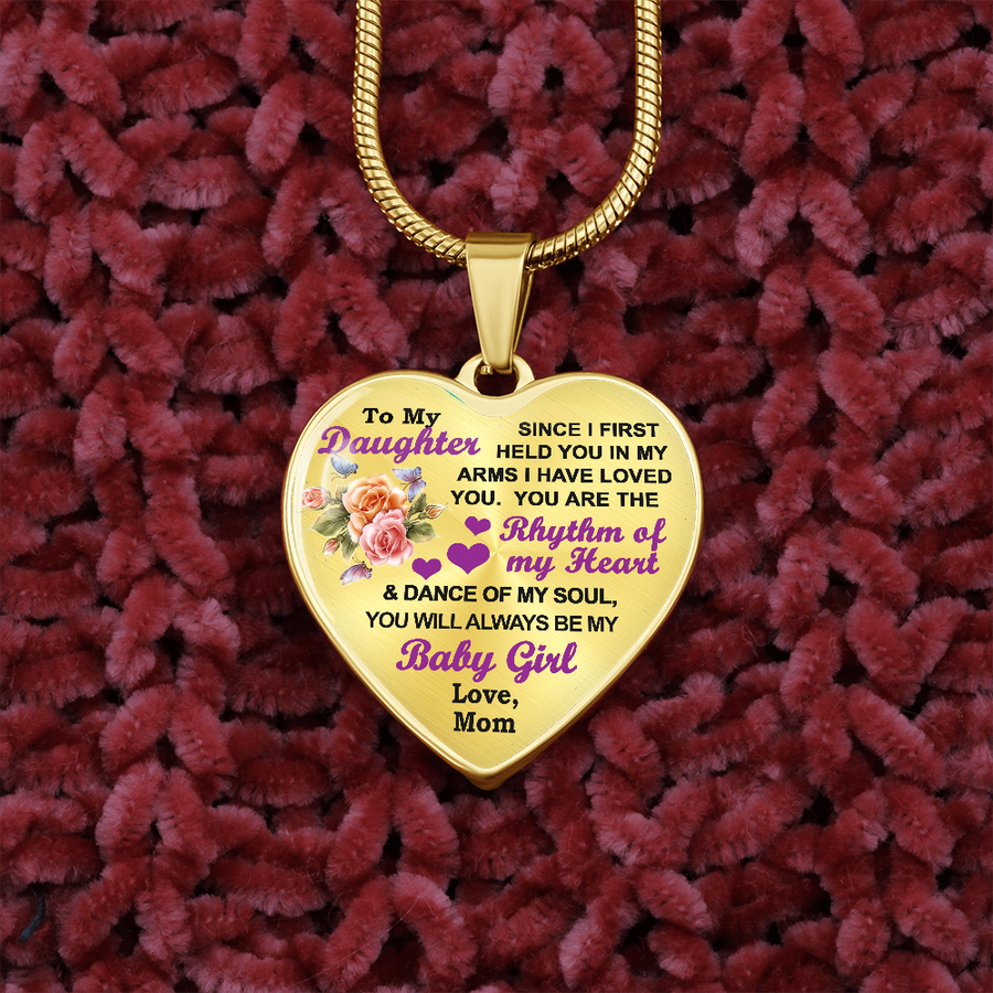 Graphic heart Pendant, Engraveable, Necklace from Mom