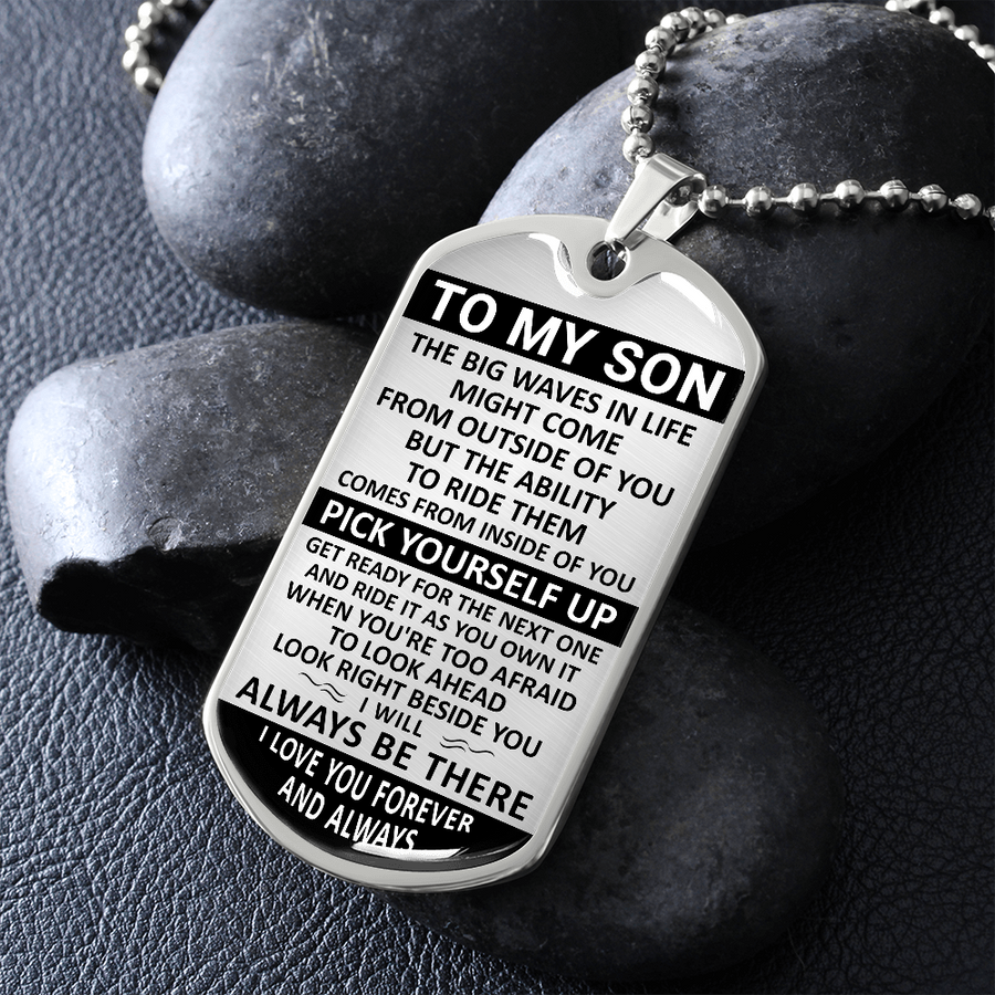 Gift For Son - Big Waves - Dog Tag Dog Tag Necklace
