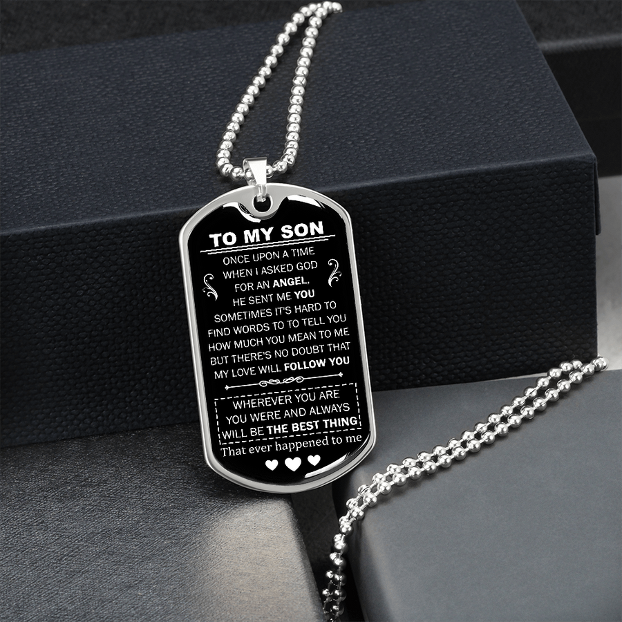 Gift For Son - An Angel - Dog Tag Dog Tag Necklace