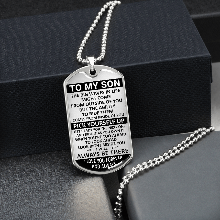 Gift For Son - Big Waves - Dog Tag Dog Tag Necklace