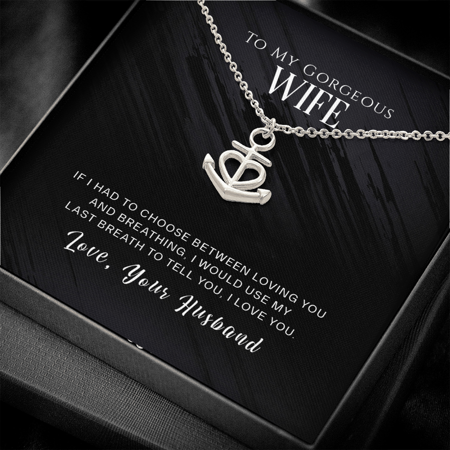 Anchor Necklace, To My Wife Necklace Gift, Anniversary Gift, Gifts for Her, Christmas Gift for Wife, Birthday Gift, Gift for Wife