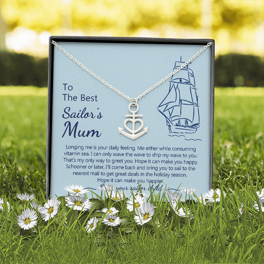 Anchor Pendant Necklace With Longing Me When I Am Sailing Message Card (Gift For Mum)
