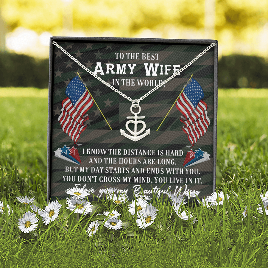 Anchor Necklace, To The Best Army Wife In The World Necklace Gift, Anniversary Gift, Gifts for Her, Christmas Gift for Wife, Birthday Gift, Gift for Wife