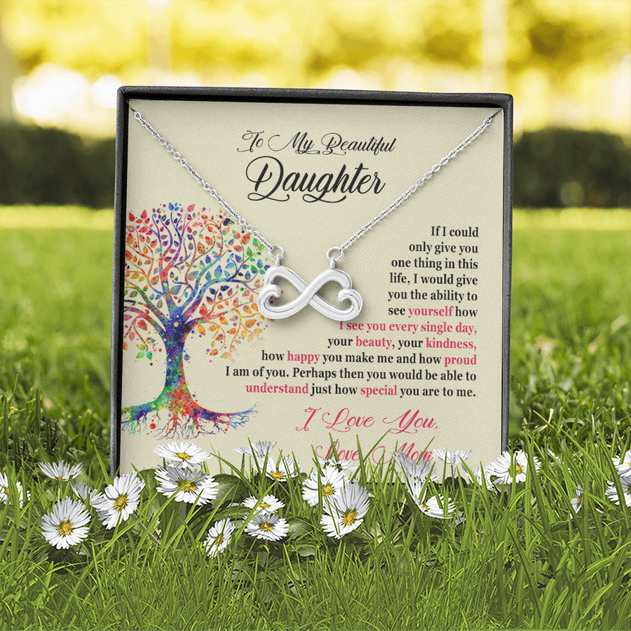 To My Beautiful Daughter White or Yellow Gold Necklace