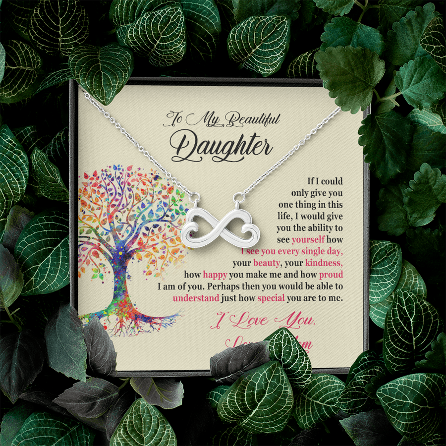 To My Beautiful Daughter White or Yellow Gold Necklace