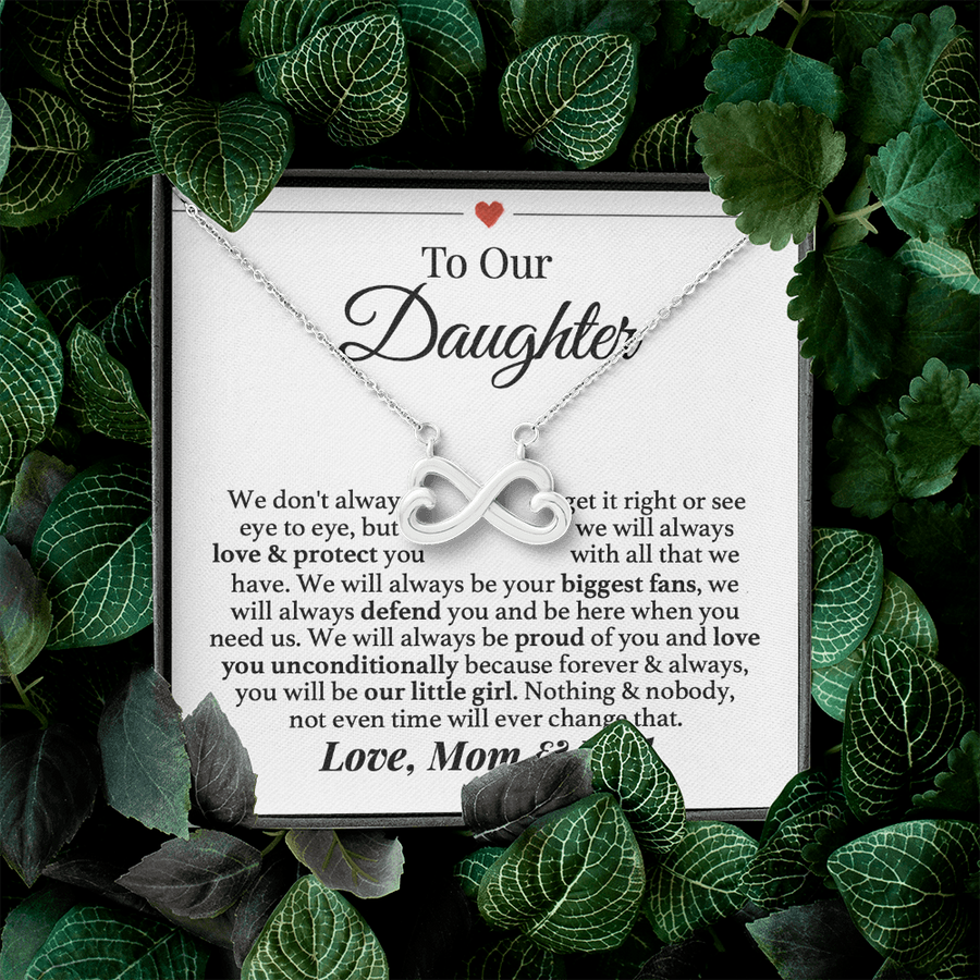 To Our Daughter Infinity Heart 14k White Gold Necklace