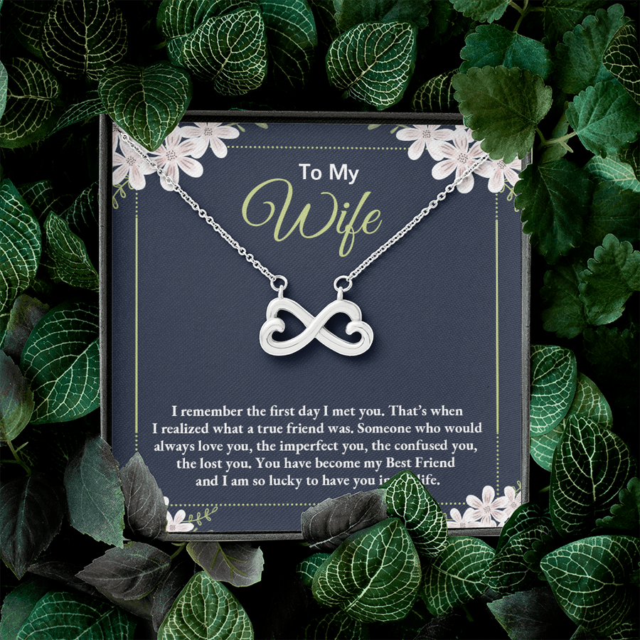 To My Wife - I Am So Lucky To Have You In My Life - Infinity Heart Necklace