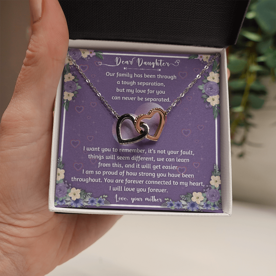 Forever Connected Hearts Necklace To My Daughter - A Never Separated Love - From Mother