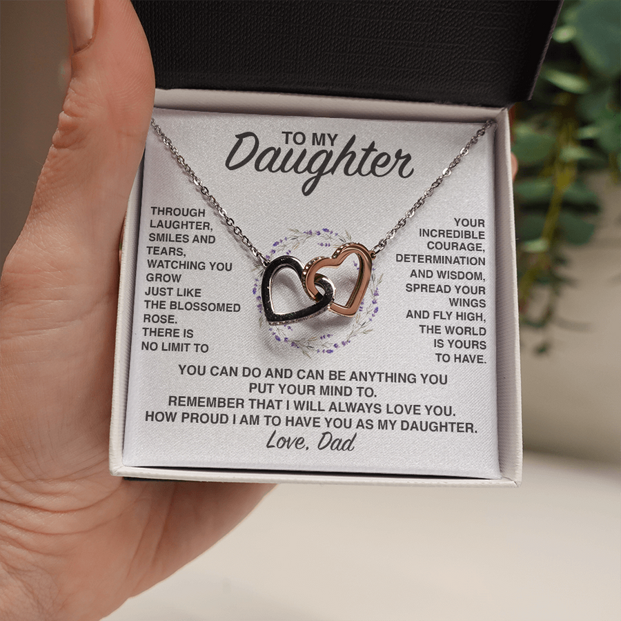 (DD008) Interlocking Hearts Necklace // Gift For Daughter
